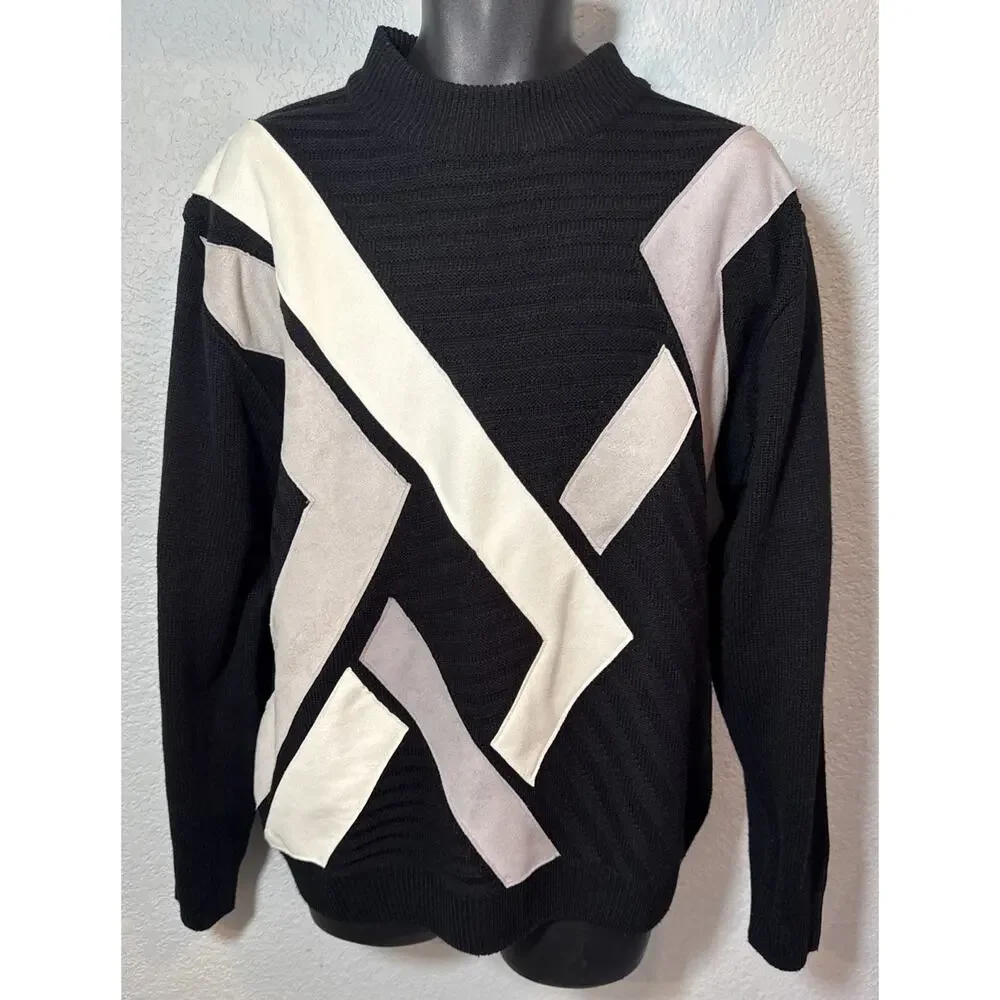Peletti‎ Hip-Hop Cosby Geometric Colorblock Dad Sweater Sz XLVtg